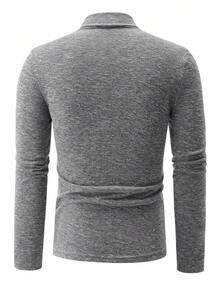 Calvornis Men's Casual Solid Color Turtleneck Slim Fit Long Sleeve T-Shirt, Versatile And Practical. It Exudes A High-End Urban Casual Vibe, Suitable For Daily Commuting And Outings. The Men's Turtleneck Sweater Is A Must-Have Layering Piece For Autumn And Winter, Which Can Be Paired With Jackets, Coats, Wool Coats, And Windbreakers. They Have Good Elasticity, Solid Color Design, And Are Versatile And Practical. - Grey - View 2