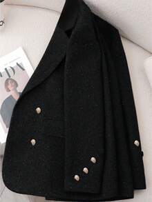 Franclia Going Out French Retro Fashion Commuting H-Shaped Professional Slim Temperament Sequined Black Suit Women's Autumn And Winter Single-Breasted Suit Jacket Party Dance Ladies Fashion Suit Jacket - Black - View 6