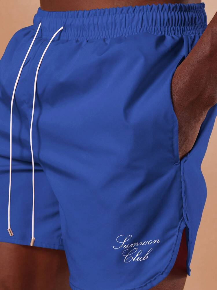 Regular Fit Swim Shorts With Curved Hem