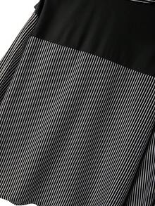 SHEIN Clasi Bộ đồ 2 món cỡ lớn: Áo sơ mi kẻ sọc phối màu thường ngày + Quần dài đơn giản. - Đen và trắng - Xem 12