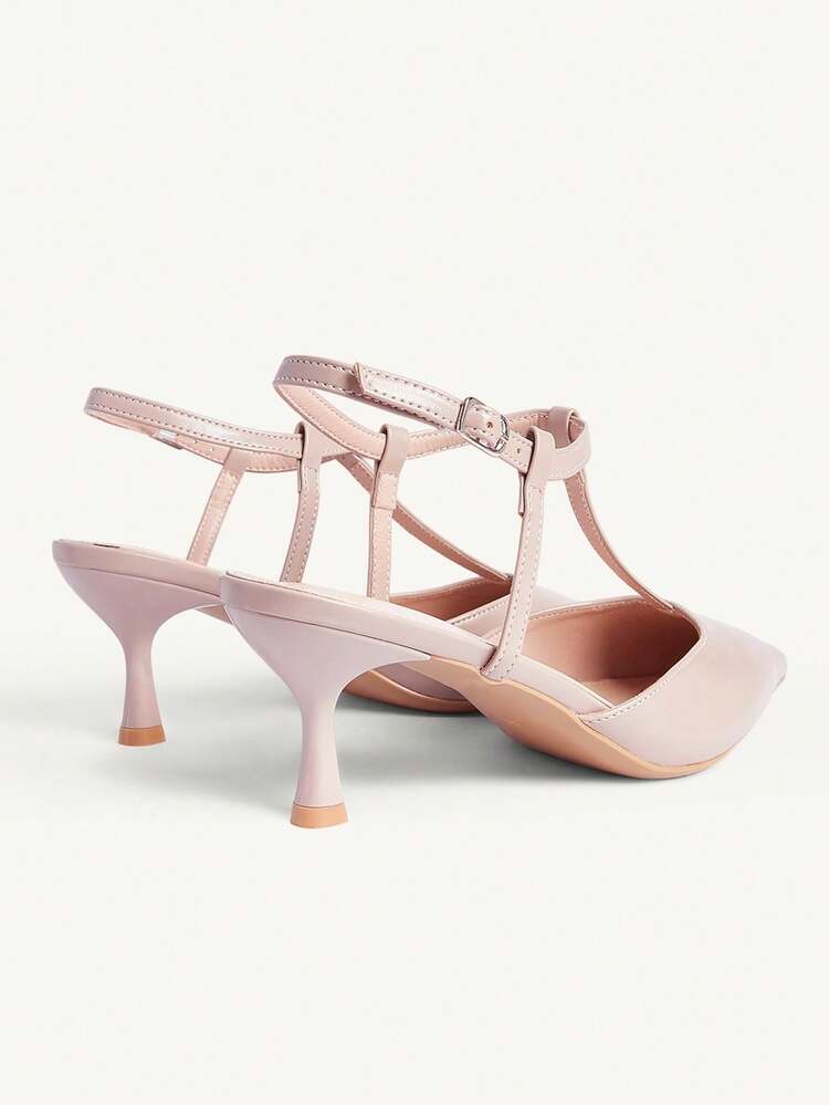 CUCCOO CHICEST Women's Fashion Coffee Brown T-Strap Pointed Toe Low Heel Ankle Strap Pumps, Commuting, Dating, Party Wear Spring Shoes Spring Break Easter Valentine's Day Elegant Shoes Wedding Shoes Spring Shoes Bride Shoes