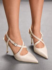 CUCCOO SZL Tacones altos elegantes y de moda con punta puntiaguda y hebilla para mujer - Desnudo - Ver 7