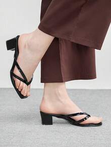 CUCCOO BIZCHIC Women's Fashion Versatile Commuting Peep Toe Heeled Sandals - Black - View 4