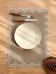 1/2/4/6Pcs Bohemian Embroidery Placemat Khaki Wave Lace Rectangle Table Mat Home Kitchen Decoration Water Cup Bowl Plate Non-Slip Mat Suitable For Dining Room Living Room Table Decoration Festive Party Birthday Party Wedding Dinner Desk Coffee Table Mat Home Decoration Room Decoration Universal In All Seasons (Multiple Color Options) - Khaki - View 6