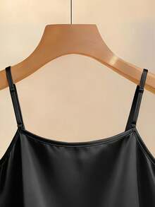 Franclia Fashionable New Satin Beaded Camisole Tank Top, Suitable For Spring/Summer Wear, Layering Or Standalone - Black - View 6