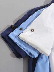 SHEIN 3pcs/Set Boys' Casual Multi-Color Collared Shirt, Suitable For Daily, Commute, Vacation Wear, Minimalist Style & Comfortable - Multicolor - View 3