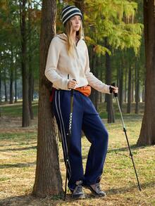 SHEIN In My Nature Women's Casual Outdoor Hooded Fleece Jacket, Autumn/Winter - Apricot - View 6