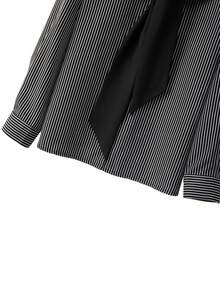 SHEIN Clasi Bộ đồ 2 món cỡ lớn: Áo sơ mi kẻ sọc phối màu thường ngày + Quần dài đơn giản. - Đen và trắng - Xem 9