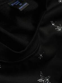 ROMWE MEN 2026春夏新款男士休闲时尚水钻装饰短袖T恤，男女通用情侣圆领T恤 - 黑色 - 查看 3