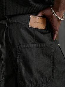 NEON BLANC Jeans casuales de moda para hombres, con vuelo suelto, bolsillos sesgados y cierre de botones, para uso diario y trayectos - Negro - Ver 6