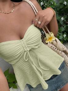 SHEIN EZwear Women's Mint Green Knit Tube Top, Casual & Vacation Wear Light Green Top Light Green Strapless Top Summer Top Strapless Summer Top Sexy Summer Top Strapless Summer Dress Sexy Vacation Dress Sexy Sundress Sage Dress Light Green Dress Sexy Spring Dress - Mint Green - View 5