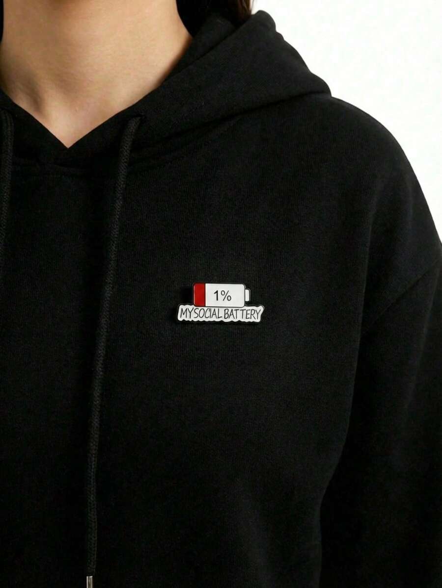 Joivida 1个电池供电英文字母胸针，可爱时尚学生背包装饰服装装饰合金别针配件 - 彩色 - 查看 1