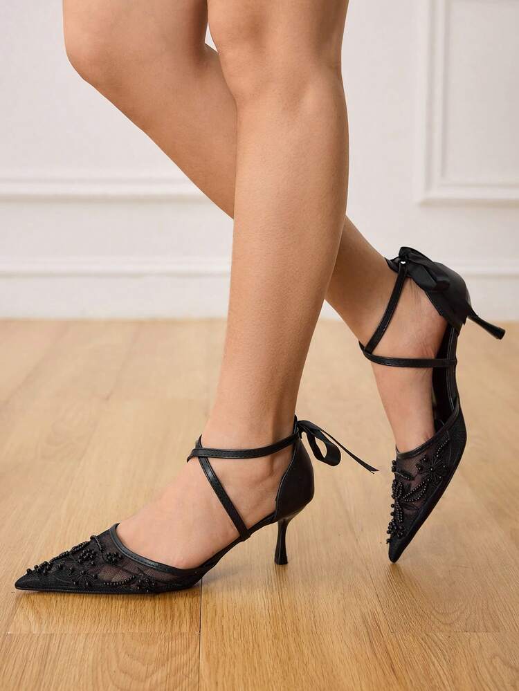 CUCCOO HITCHD Women's Mid Heel Pointed Toe Pumps, Party Shoes Valentine's Day Elegant Shoes Wedding Shoes Summer Shoes Bride Shoes