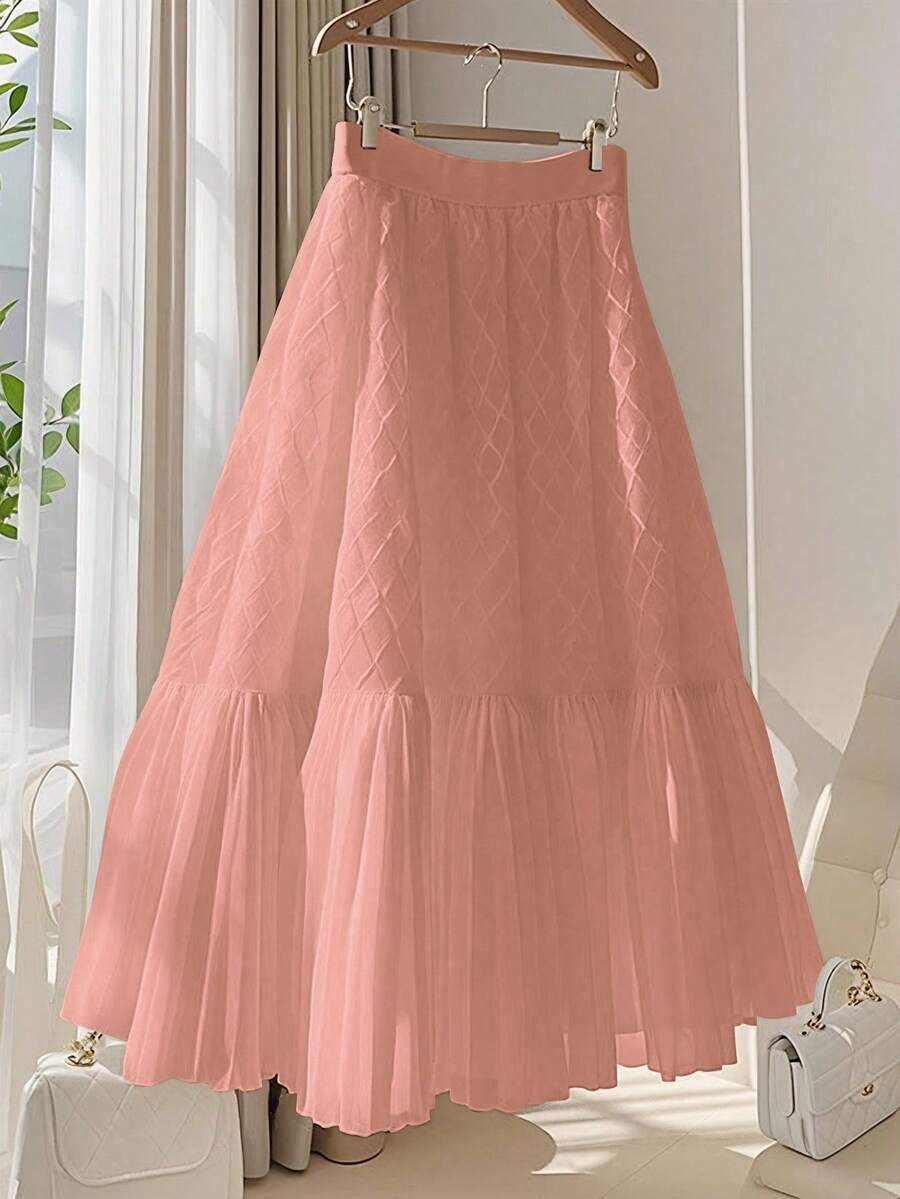 Franclia Chân váy xếp ly chữ A bằng vải chiffon phối nhiều mảnh, thời trang, thanh lịch, đa năng dành cho nữ, thích hợp cho công sở, mùa hè. - Hồng - Xem 1