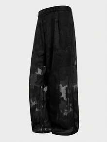 EASEVO Pantalon plissé grande taille pour hommes avec passants de ceinture, coupe ample et décontractée - Noir - Voir 2