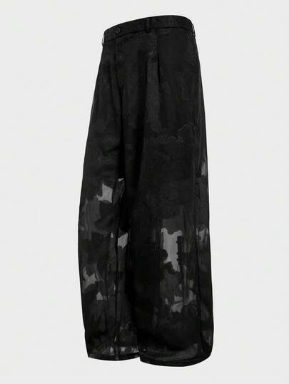 EASEVO Plus Size Men's Pleated Pants With Belt Loops, Casual Loose Fit