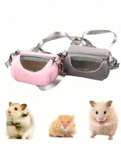 1pc Mini Hamster Travel Backpack, Zipper Design, Polyester Material, Suitable For Small Pets Like Hamsters, Pet Supplies, Small Pet Accessories, Portable Carrier