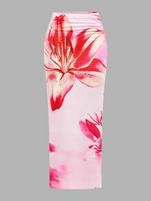 Girlism 2件套少女热带印花度假风修身抹胸上衣和长裙 - 彩色 - 查看 8