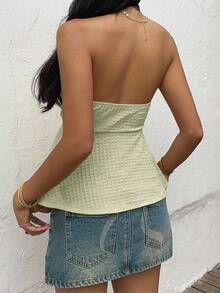 SHEIN EZwear Women's Mint Green Knit Tube Top, Casual & Vacation Wear Light Green Top Light Green Strapless Top Summer Top Strapless Summer Top Sexy Summer Top Strapless Summer Dress Sexy Vacation Dress Sexy Sundress Sage Dress Light Green Dress Sexy Spring Dress - Mint Green - View 2