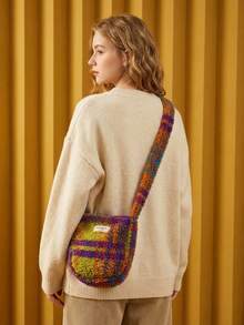 Joivida 新款韩版女士羊毛绒单肩包 时尚休闲大容量斜挎包