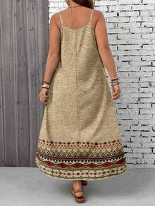 EMERY ROSE Plus Size Women Bohemian Textured Floral Print Sleeveless Dress - Multicolor - View 2