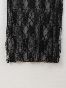 Swim Vcay Summer New Arrival Solid Color Lace Patchwork Bikini Bottom Women's Skirt Mermaid Lace Skirt Discount Clothes For Ladies Mesh Black Skirt - Black - View 3