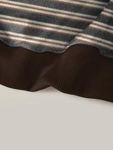 Lalippa 女士休闲条纹圆领落肩套头卫衣，秋季款 - 彩色 - 查看 5