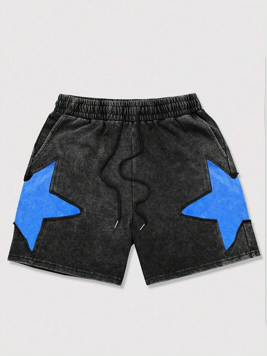 ROMWE MEN Street Life Quần short nam in họa tiết ngôi sao năm cánh phối màu. - Nhiều màu - Xem 1