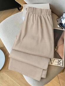 GlowEve CURVE Pantaloni casual cu picior drept pentru femei, mărime plus - Kaki - Vizualizare 4