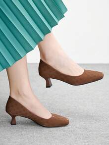 CUCCOO BIZCHIC Women's Elegant Commuting Minimalist Square Toe Pumps Spring Shoes - Brown - View 1