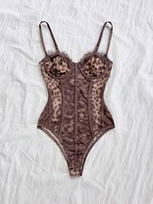 Soleia Áo corset gợi cảm cỡ lớn họa tiết da báo, viền ren phía trước, thích hợp mặc bên trong hoặc mặc ngoài cho các dịp lễ hội, hẹn hò, ngày Valentine, tiệc trà chiều. - Nhiều màu - Xem 3