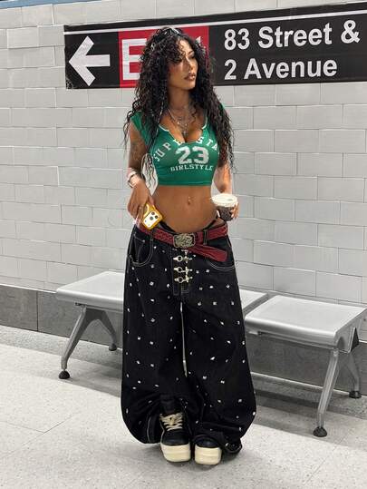 StreetHx 女士时尚多色印花镂空露脐上衣