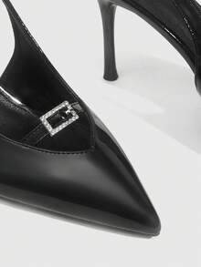 CUCCOO SZL Women's Pointed Toe Buckle Design Everyday Versatile Fashion High Heels - Black - View 6
