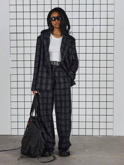 COUREZ 超大格纹裹身西装外套 / Y2K 春季女装