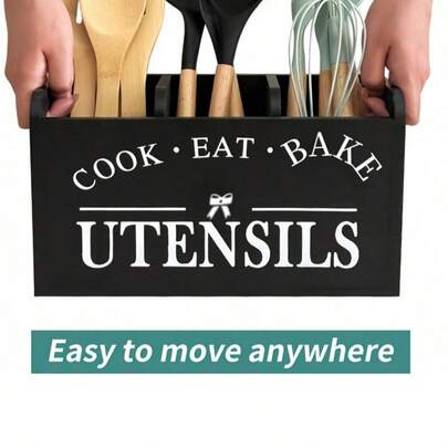 1pc Wooden Compartment Storage Box, Detachable Organizer Tray For Kitchen Utensils, Knives, Forks, Spoons, Chopsticks