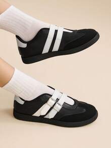 CUCCOO EASI Women's Casual Hook And Loop Strap Sneakers, Fashion Versatile Minimalist Trainers - Black - View 7