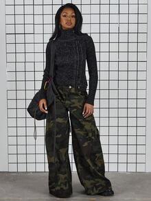 COUREZ 不对称拉链修身罗纹针织套头衫 - 黑色 - 查看 2