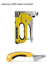 Manual Stapler Set - 4-In-1 Stapler For Wood, Fabric, Furniture, Roofing Felt - Staple Gun, 1600 Nails And 800 Nails Set Available - Yellow - View 5