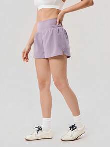 OutZeal Gym Shorts Women Sports Shorts Tennis Workout Summer Tummy Control Built-In Shorts Active Bottoms - Dusty Purple - View 9