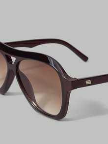 Ontre 时尚复古大框双梁眼镜 - 茶色 - 查看 4