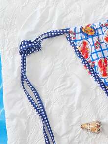 Swim Mod 2pcs Women's Reversible Printed Bikini Set, Sexy Triangle Cup Halter Swimwear Top With Matching Triangle Bottom - Multicolor - View 7