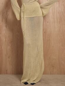 MUSERA High Waisted Light Weight Knitted Maxi Skirt Winter NewYear Cute Sexy Going Out Evening Party Accented - Apricot - View 2