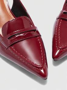 CUCCOO BIZCHIC Burgundy Pointed Toe Stiletto High Heel Fashionable Minimalist French Style Versatile Women Pumps, Spring/Autumn Valentine's Day - Burgundy - View 6