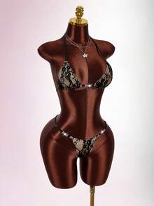 Amplova Bộ đồ bơi ren 3 mảnh dành cho nữ, có lớp lót, bikini gợi cảm và sành điệu kèm khăn choàng sarong, thích hợp cho ngày Valentine, những dịp thân mật, mùa xuân nóng bỏng. - Nhiều màu - Xem 9