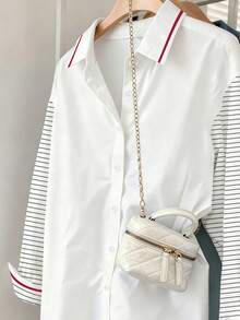 Resyla Áo sơ mi dài tay nữ phối sọc và màu trơn - Nhiều màu - Xem 4