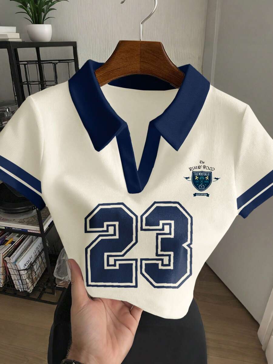 Rovax Women's Casual Street Style #23 Print Lapel Top - White - View 1