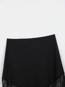 Swim Vcay Summer New Arrival Solid Color Lace Patchwork Bikini Bottom Women's Skirt Mermaid Lace Skirt Discount Clothes For Ladies Mesh Black Skirt - Black - View 4