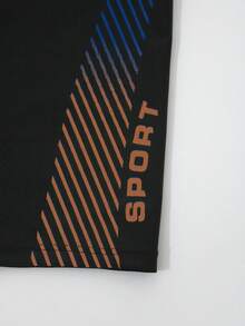 Manfinity KASUA Men's Beach Vacation Printed Drawstring Swim Trunks - Black - View 7