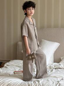 DAZY 男童条纹短袖上衣和裤子睡衣套装