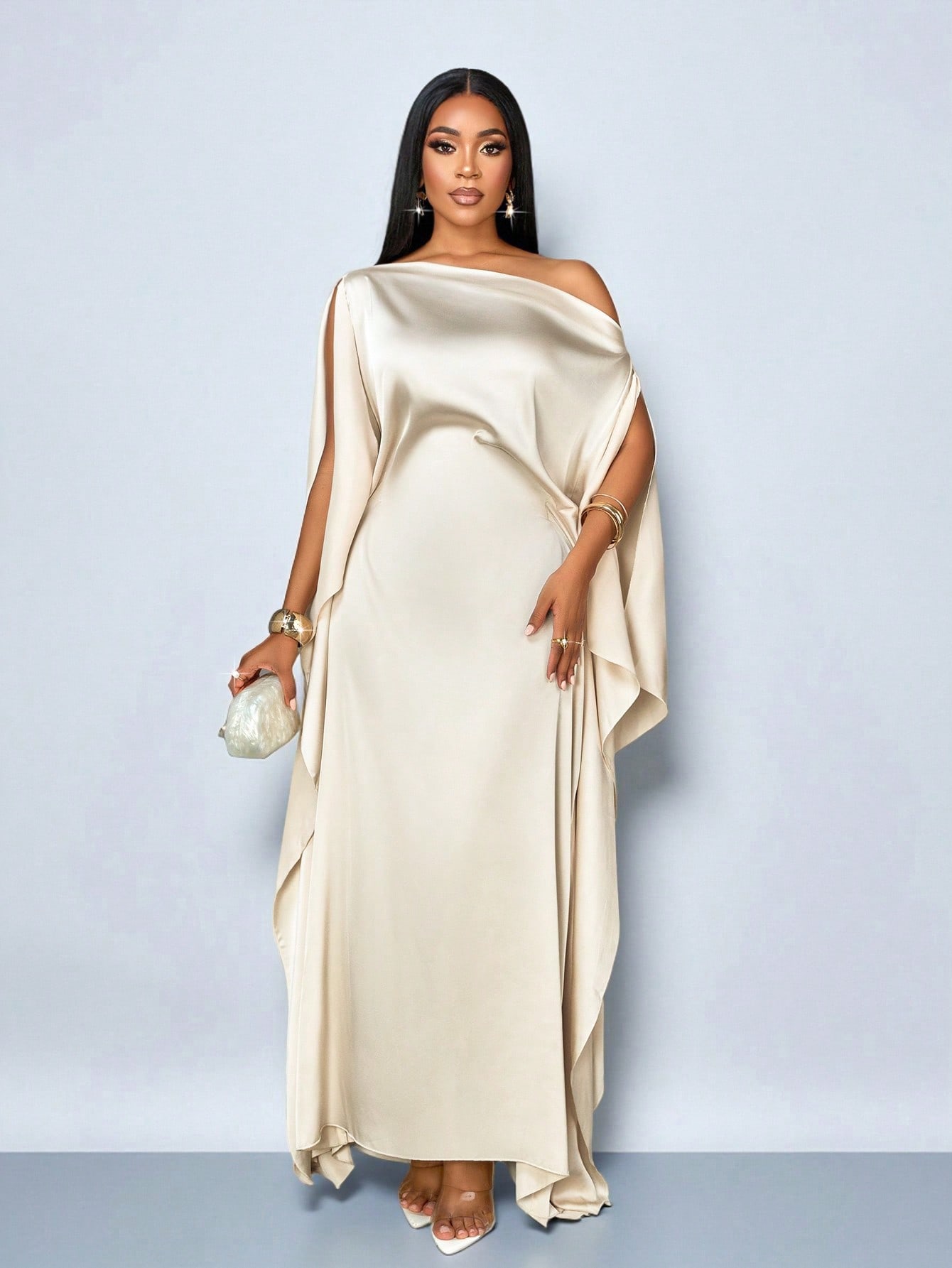 SOLERSUN فستان أنيق للنساء بتصميم غير متماثل للكتف...